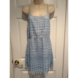 Divided‎ H&M Crochet Lace Mini Dress Blue Boho Sleeveless 02532071 Womens M